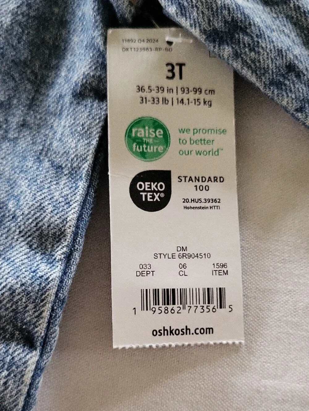 Toddler Unisex OshKosh B'gosh Kids' Light Blue Denim Jacket